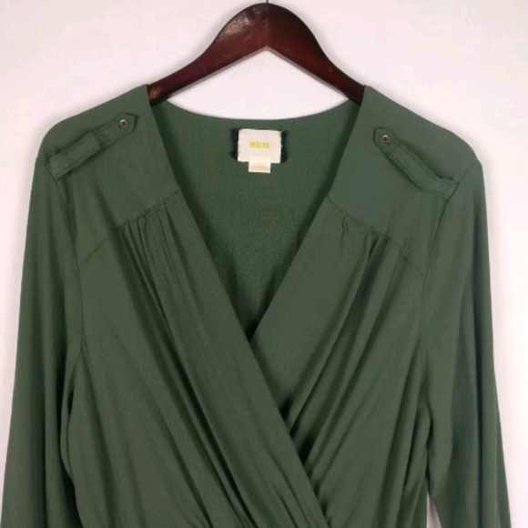 Maeve Anthropologie olive green Lene wrap dress - Picture 5 of 8